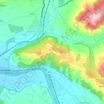 Topografische Karte Kohlholz, Höhe, Relief