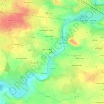 Topografische Karte La Terrie, Höhe, Relief
