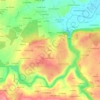 Topografische Karte Cariou, Höhe, Relief