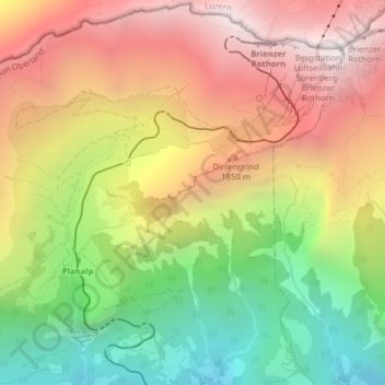 Topografische Karte Urseren, Höhe, Relief