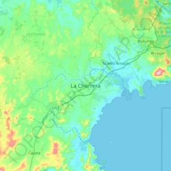 Topografische Karte La Chorrera, Höhe, Relief