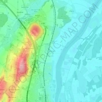 Topografische Karte La Grange, Höhe, Relief