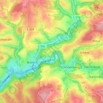 Topografische Karte Jünkersfeld, Höhe, Relief