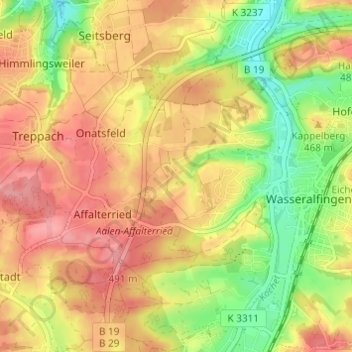 Topografische Karte Heisenberg, Höhe, Relief