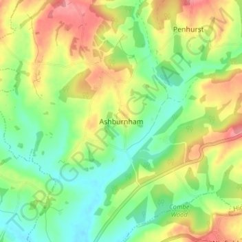 Topografische Karte Ashburnham, Höhe, Relief