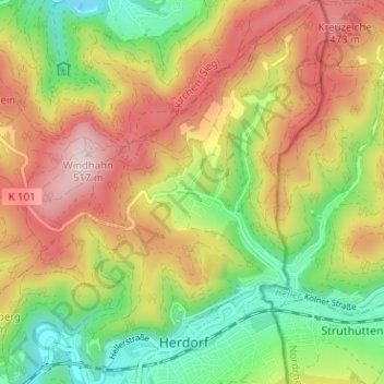 Topografische Karte Dermbach, Höhe, Relief