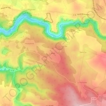 Topografische Karte Mazet, Höhe, Relief