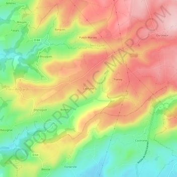 Topografische Karte Labrunie, Höhe, Relief