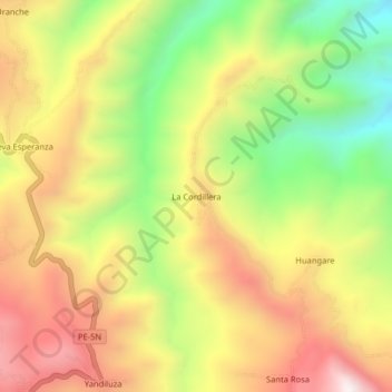 Topografische Karte La Cordillera, Höhe, Relief
