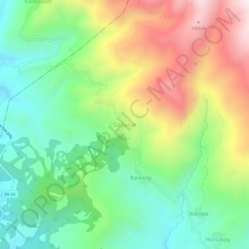 Topografische Karte Gözpınar, Höhe, Relief