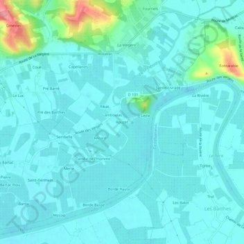 Topografische Karte Rouzet, Höhe, Relief