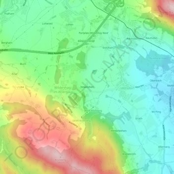 Topografische Karte Innerlohen, Höhe, Relief