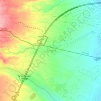 Topografische Karte Manuali, Höhe, Relief