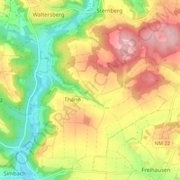 Topografische Karte Dietersberg, Höhe, Relief