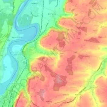 Topografische Karte Mosing, Höhe, Relief