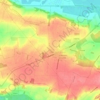 Topografische Karte L'Orme Nochet, Höhe, Relief