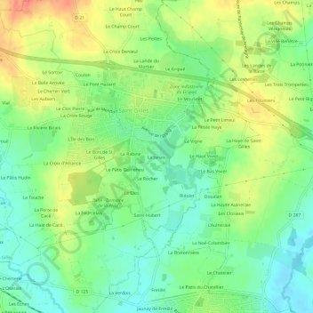 Topografische Karte La Janais, Höhe, Relief