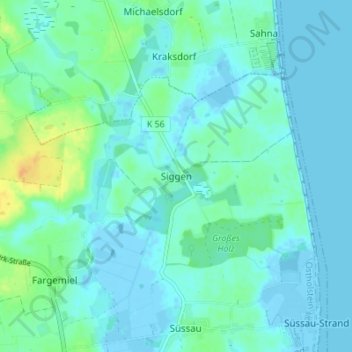 Topografische Karte Siggen, Höhe, Relief