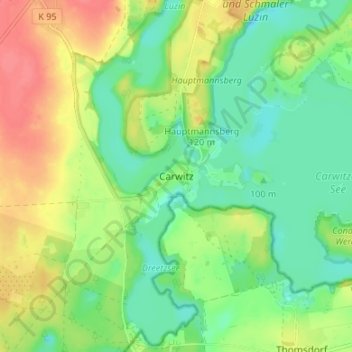 Topografische Karte Carwitz, Höhe, Relief