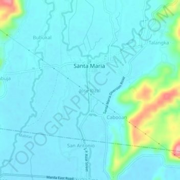 Topografische Karte Jose Rizal, Höhe, Relief