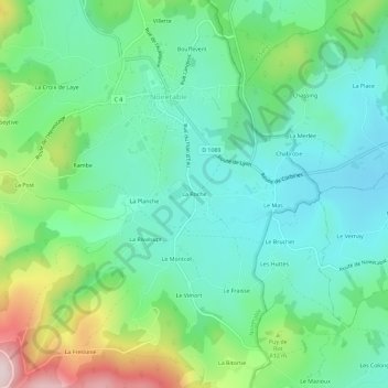Topografische Karte La Roche, Höhe, Relief