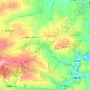 Topografische Karte Wauden, Höhe, Relief
