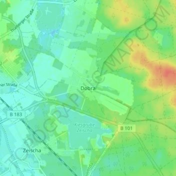 Topografische Karte Dobra, Höhe, Relief