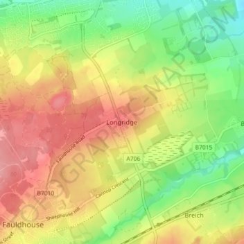 Topografische Karte Longridge, Höhe, Relief