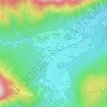 Topografische Karte Obern, Höhe, Relief