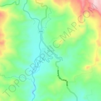 Topografische Karte Kuya, Höhe, Relief