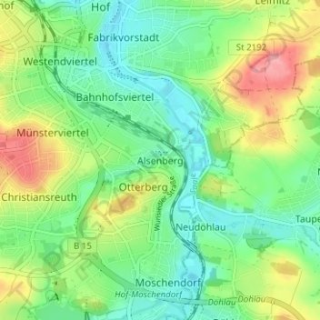 Topografische Karte Alsenberg, Höhe, Relief