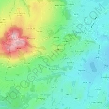 Topografische Karte Straß, Höhe, Relief