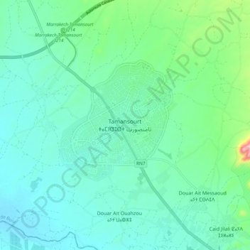 Topografische Karte Tamansourt, Höhe, Relief