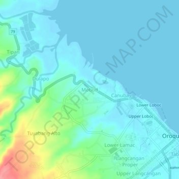 Topografische Karte Mobod, Höhe, Relief