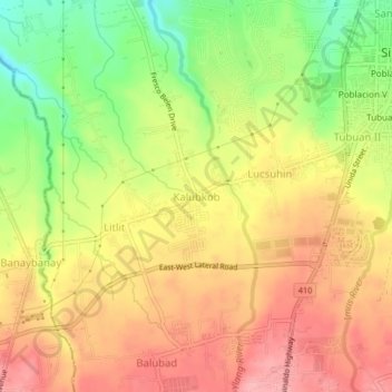 Topografische Karte Kalubkob, Höhe, Relief