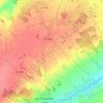 Topografische Karte La Perrotière, Höhe, Relief