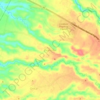 Topografische Karte Puasinda, Höhe, Relief