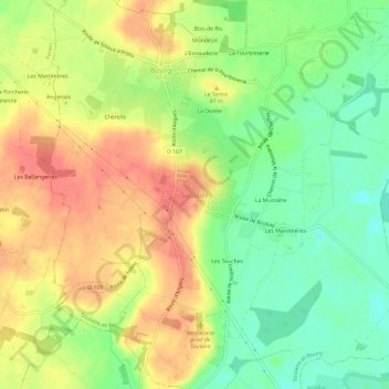 Topografische Karte Soulaire, Höhe, Relief