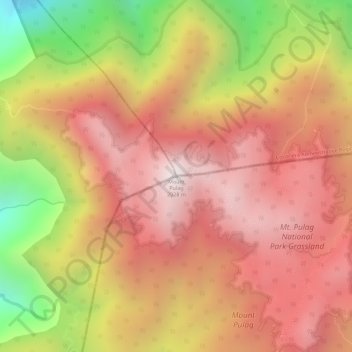 Topografische Karte Mount Pulag, Höhe, Relief