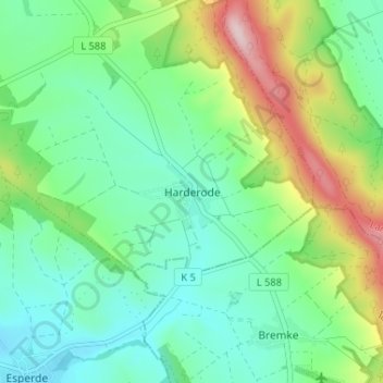 Topografische Karte Harderode, Höhe, Relief