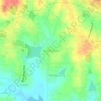 Topografische Karte Hulimangala, Höhe, Relief