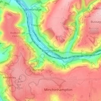 Topografische Karte Brimscombe, Höhe, Relief