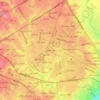 Topografische Karte Chah Sultan, Höhe, Relief