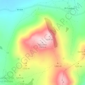 Topografische Karte Cuadrón, Höhe, Relief