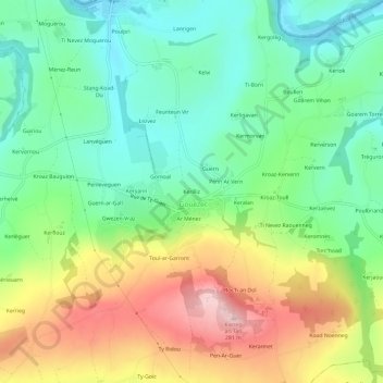 Topografische Karte Kerilliz, Höhe, Relief