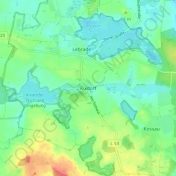 Topografische Karte Rixdorf, Höhe, Relief