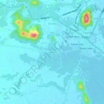 Topografische Karte Gacao, Höhe, Relief