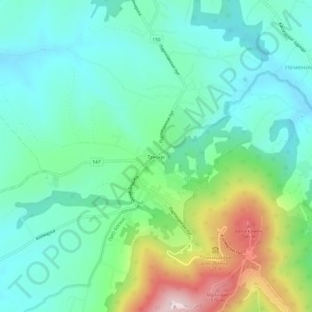 Topografische Karte Тресије, Höhe, Relief