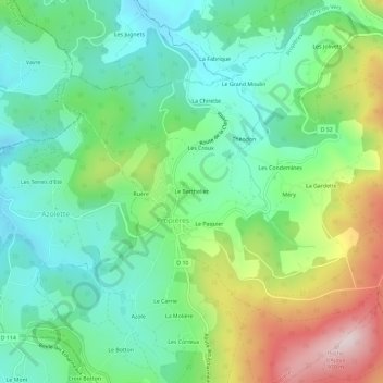 Topografische Karte Le Berthelier, Höhe, Relief