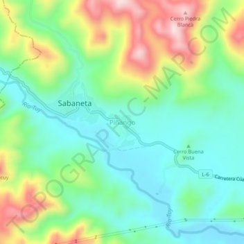 Topografische Karte Piñango, Höhe, Relief
